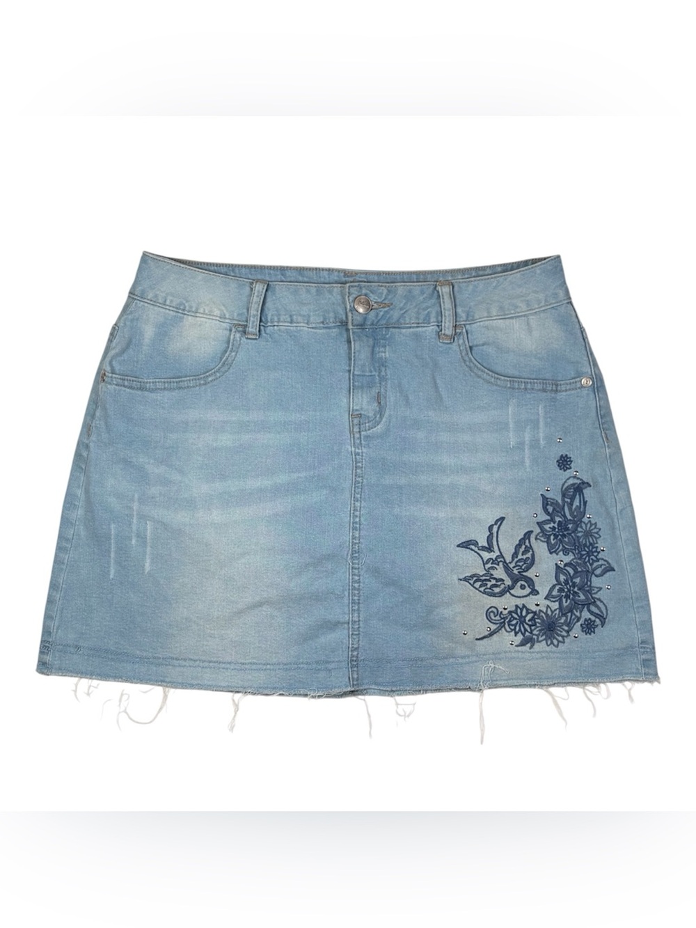 Justice Embroidered Denim Skirt